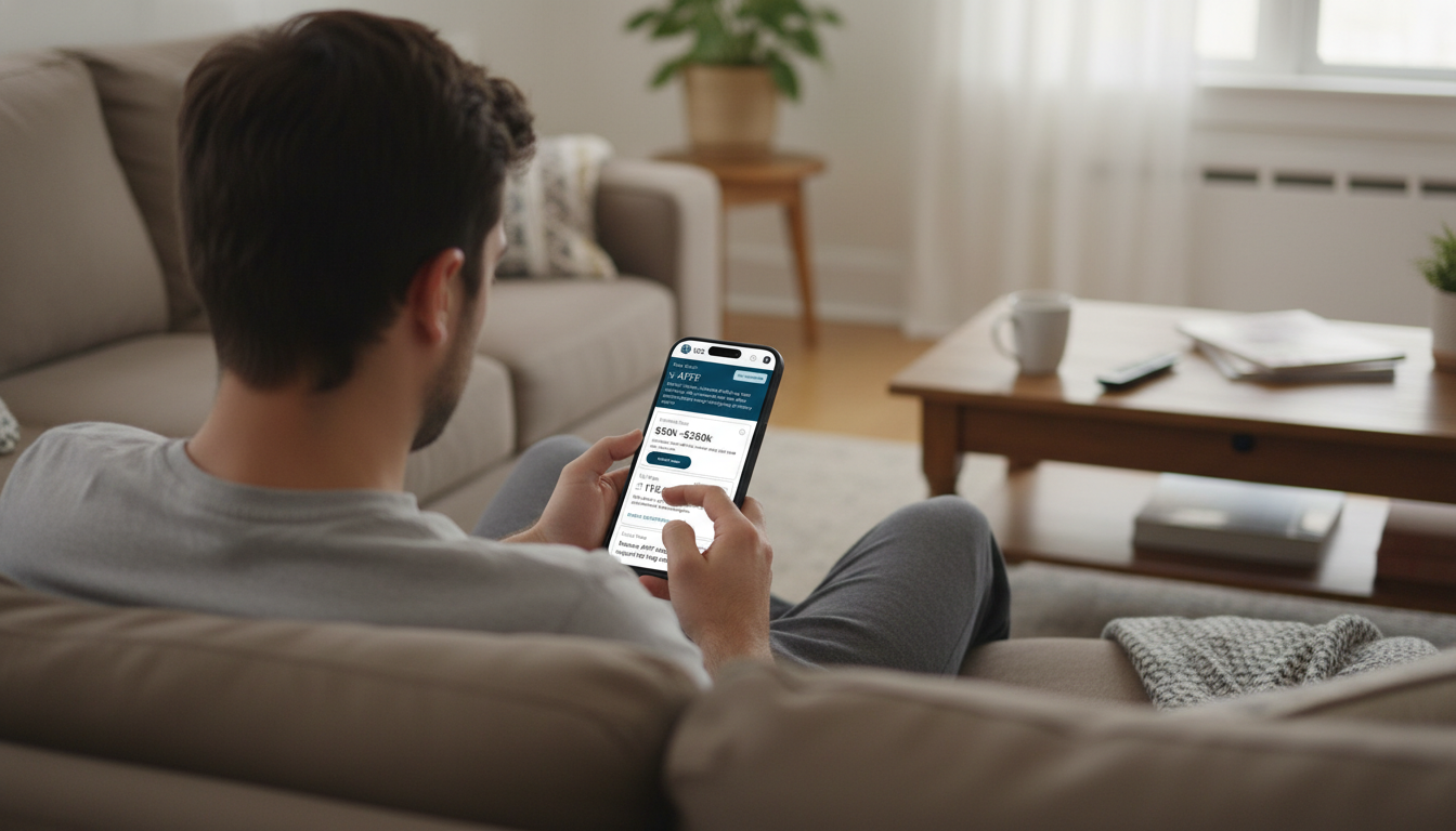 Plaintiff using a mobile device to review case information.